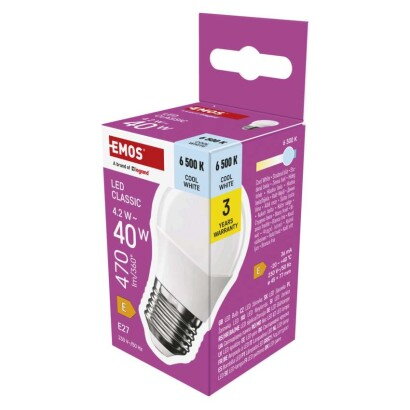 EMOS LED žiarovka Classic Mini Globe 4,2 W, ZQ6E24 EMOS LED žiarovka Classic Mini Globe 4,2 W, ZQ6E24