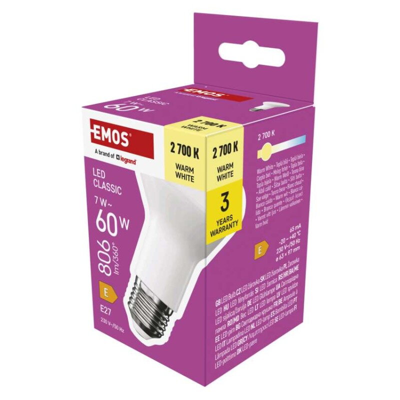 EMOS LED žiarovka Classic R63 7 W, ZQ7E41