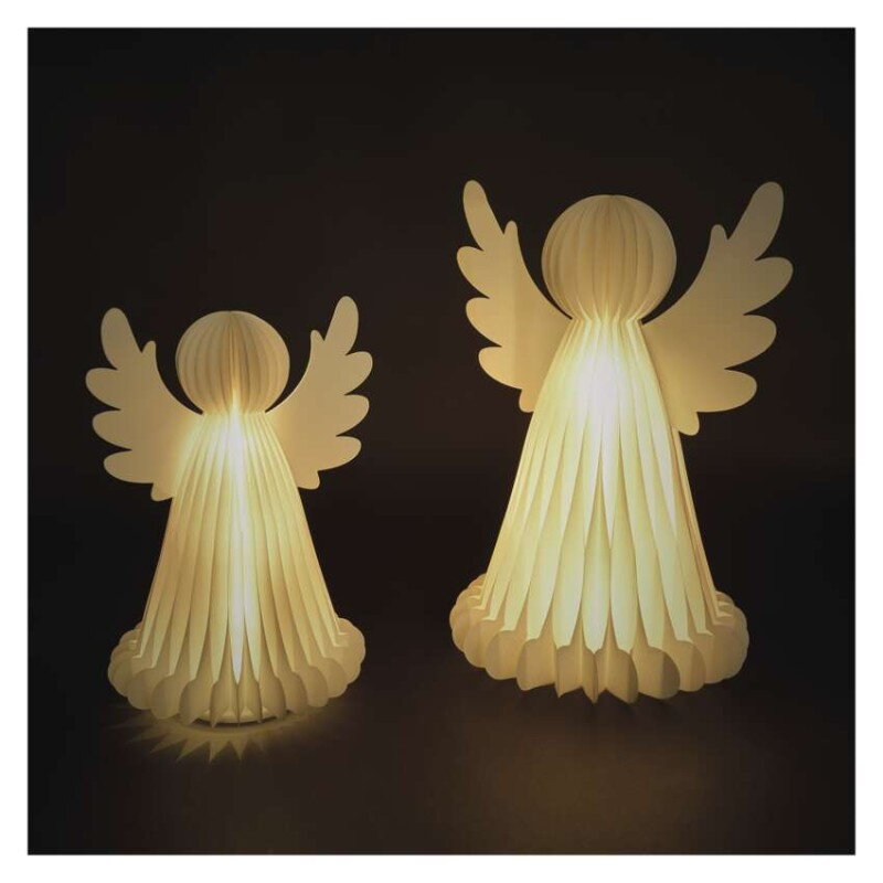 EMOS DCAW23 LED Vianočné papierové anjeli so stojanom, teplá biela