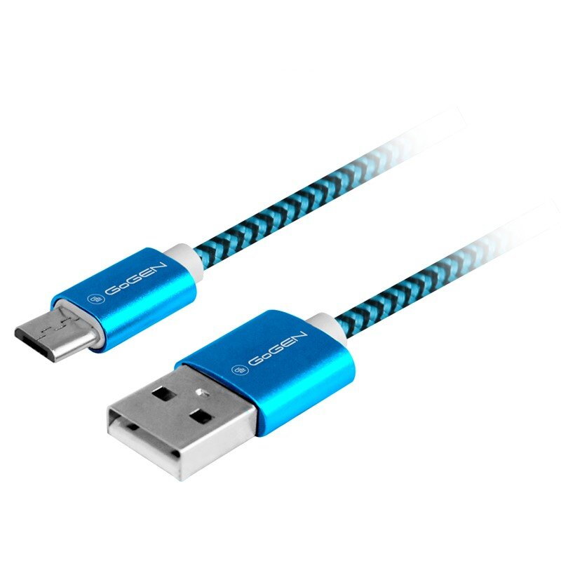 GoGEN USB - micro USB, 2.0, 1m, opletený - modrý GoGEN USB - micro USB, 2.0, 1m, opletený - modrý