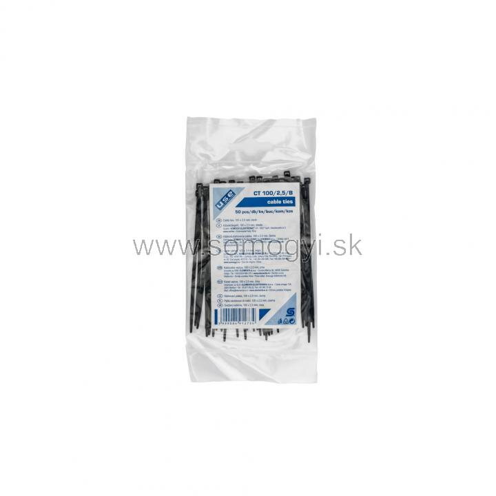 Káblová sťahovacia páska, 100 x 2,5 mm, čierna Káblová sťahovacia páska, 100 x 2,5 mm, čierna