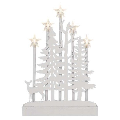 EMOS DCAW13 LED drevená dekorácia – les s hviezdami, 35,5 cm, teplá biela
