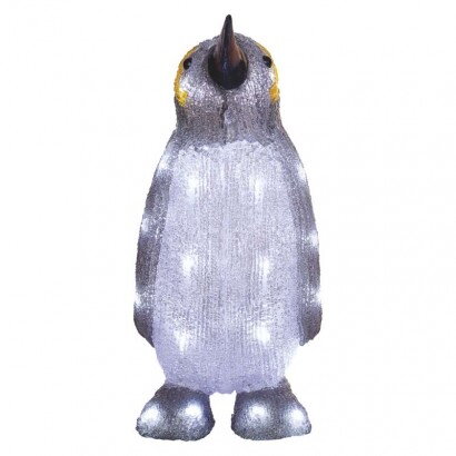 EMOS LED dekorácia – svietiaci tučniak, 35 cm, vonkajšia aj vnútorná, studená biela, časovač