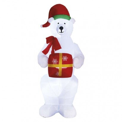 EMOS DCFC15 LED ľadový medveď s vianočným darčekom - nafukovací, studená biela