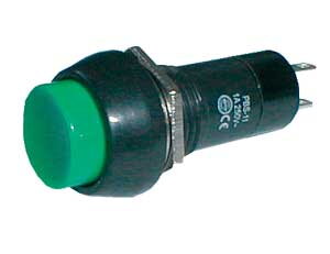 Prepínač tlačidlo okrúhle OFF-(ON) 250V/1A zelené Prepínač tlačidlo okrúhle OFF-(ON) 250V/1A zelené