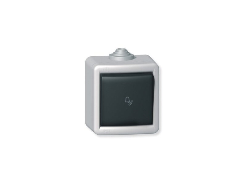 Tlačidlo kovové na povrch IP55 10A antracit/šedá