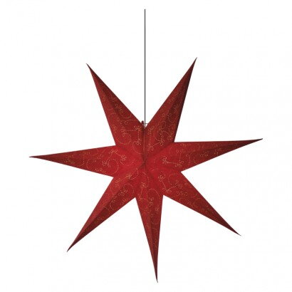 EMOS Lighting LED vianočná hviezda papierová červená, 75cm, teplá biela