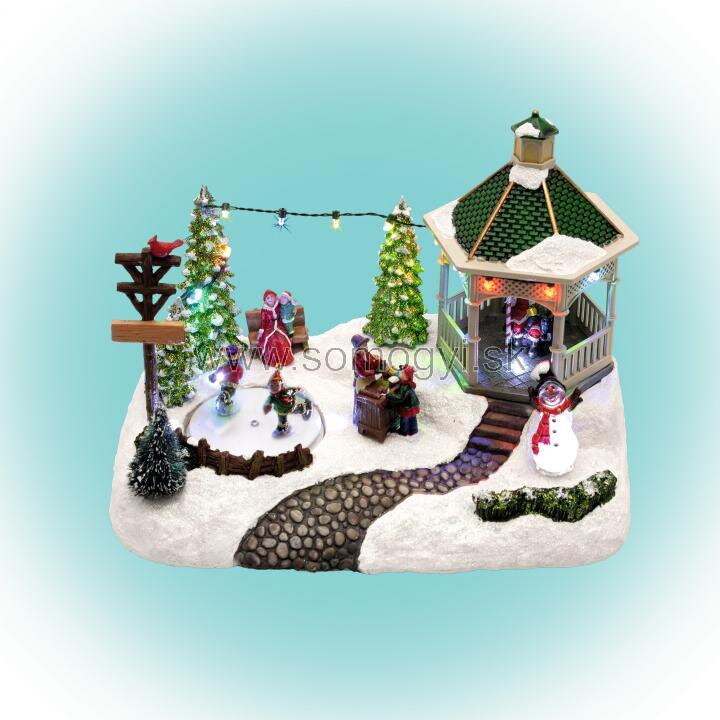 home Dekorácia vianočná dedinka s korčuliarmi