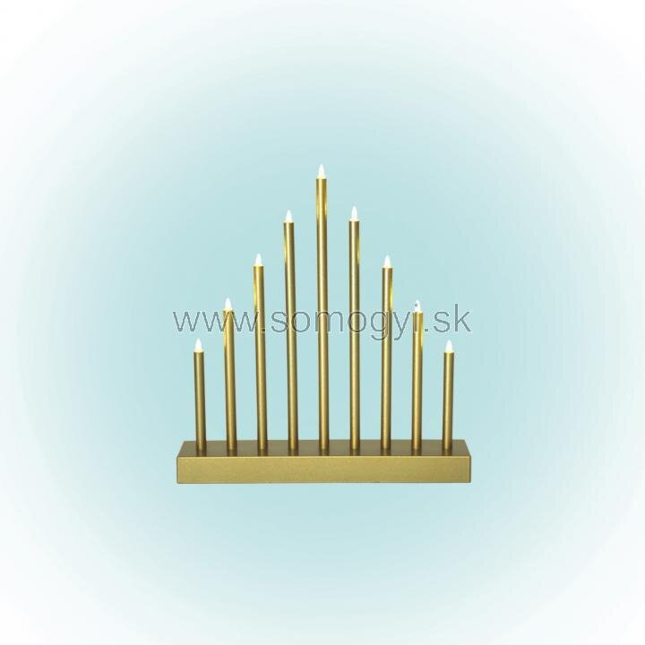 home LED svietnik pyramída s časovačom, zlatý, 9 LED, 6V home LED svietnik pyramída s časovačom, zlatý, 9 LED, 6V