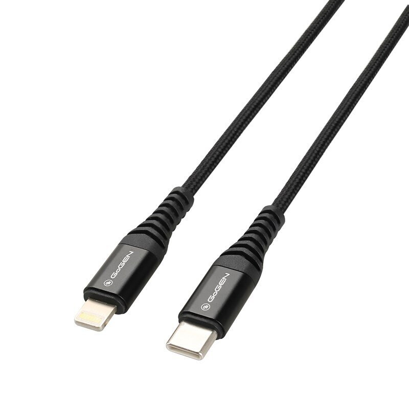 GoGEN USB-C / Lightning, kábel, 2m, opletený, čierny GoGEN USB-C / Lightning, kábel, 2m, opletený, čierny