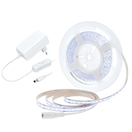 Solight WM59-CW Sada LED COB pásik s adaptérom, 5m, studená biela