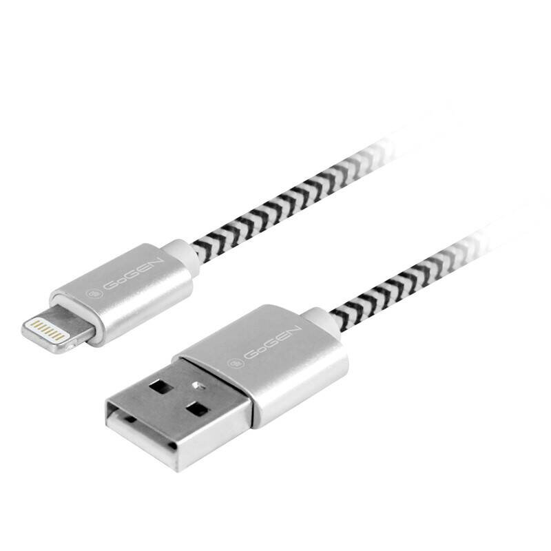 GoGEN USB / lightning Kábel, 2m opletený, strieborný GoGEN USB / lightning Kábel, 2m opletený, strieborný