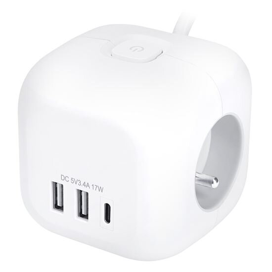 Solight Predlžovací kábel – 3 zásuvky + USB A+C, 2m Solight Predlžovací kábel – 3 zásuvky + USB A+C, 2m