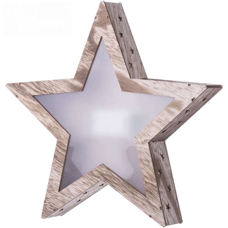 EMOS ZY1967 LED dekorácia drevená 3D hviezda, teplá biela